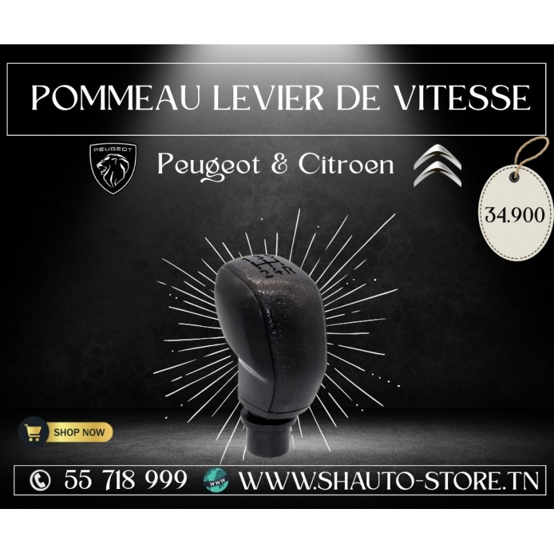 Pommeau de levier de vitesse Peugeot/Citroën 2015+ noir